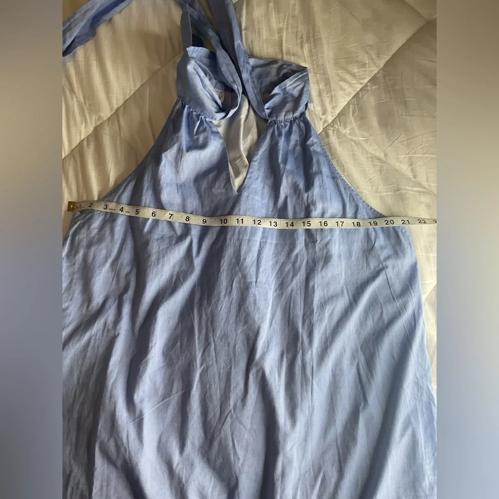 J. Crew Light Blue Tie Neck Mini Dress
